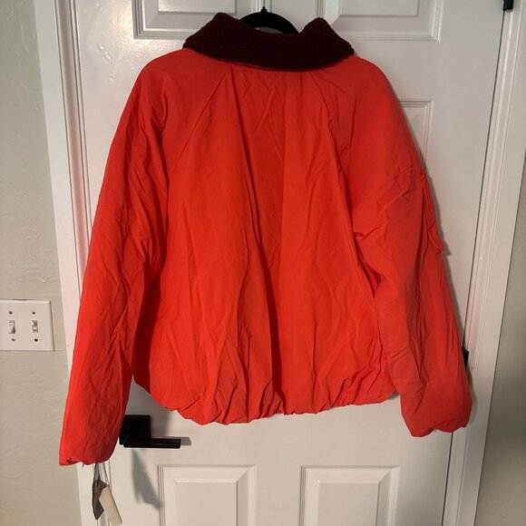 NWT PenfieldPrimaloft x free peopleBomber Jacket Cherry Tomato Red Sherpa Collar - Picture 7 of 16